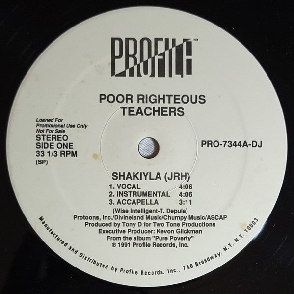 Poor Righteous Teachers : Shakiyla (JRH) (12", Single, Promo)