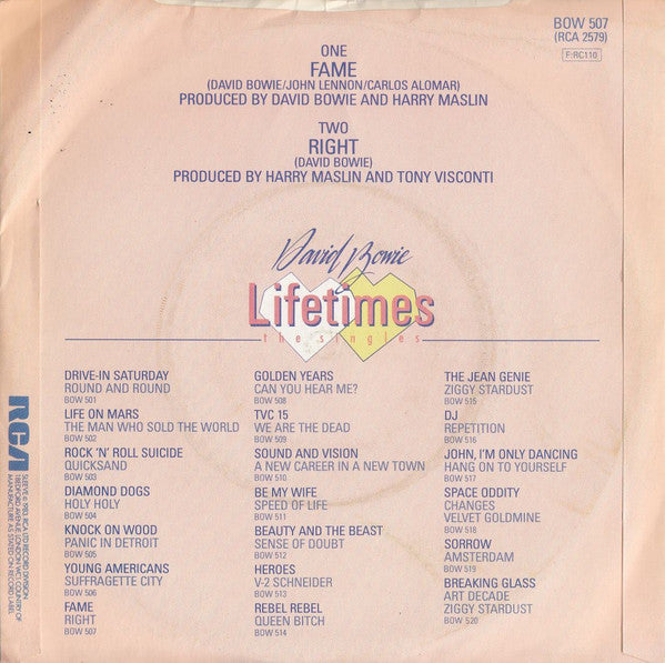 David Bowie : Fame (7", Single, RE)