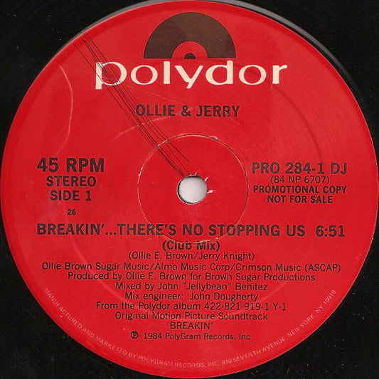 Ollie & Jerry* : Breakin'... There's No Stopping Us (12", Promo)