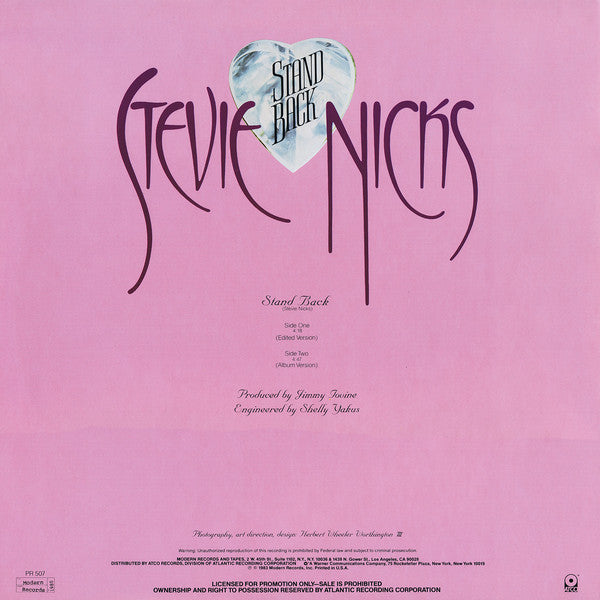 Stevie Nicks : Stand Back (12", Promo, SP )