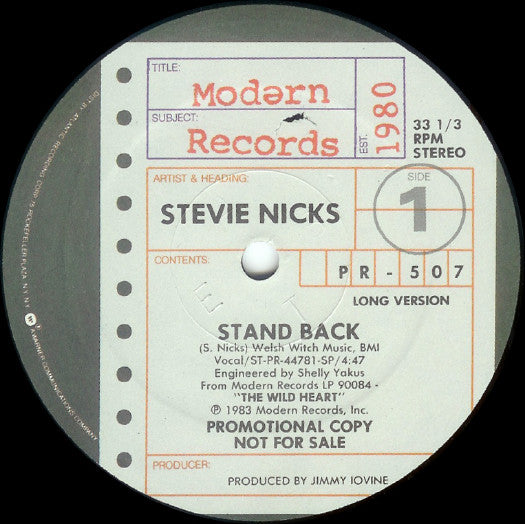 Stevie Nicks : Stand Back (12", Promo, SP )
