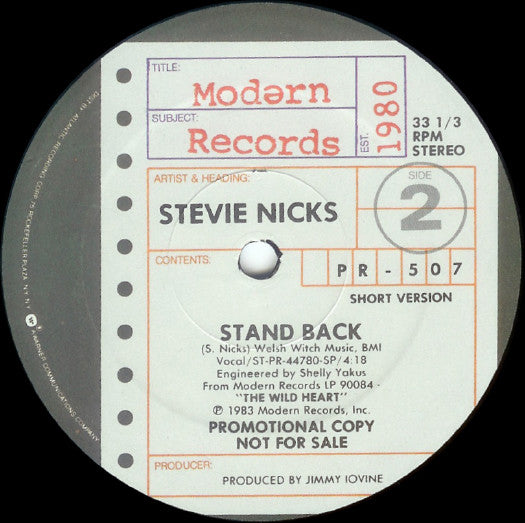 Stevie Nicks : Stand Back (12", Promo, SP )