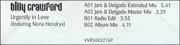 Billy Crawford : Urgently In Love (12", Promo)