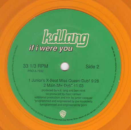 k.d. lang : If I Were You (12", Promo, Cle)