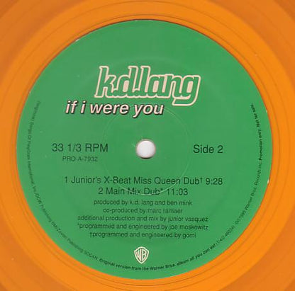 k.d. lang : If I Were You (12", Promo, Cle)