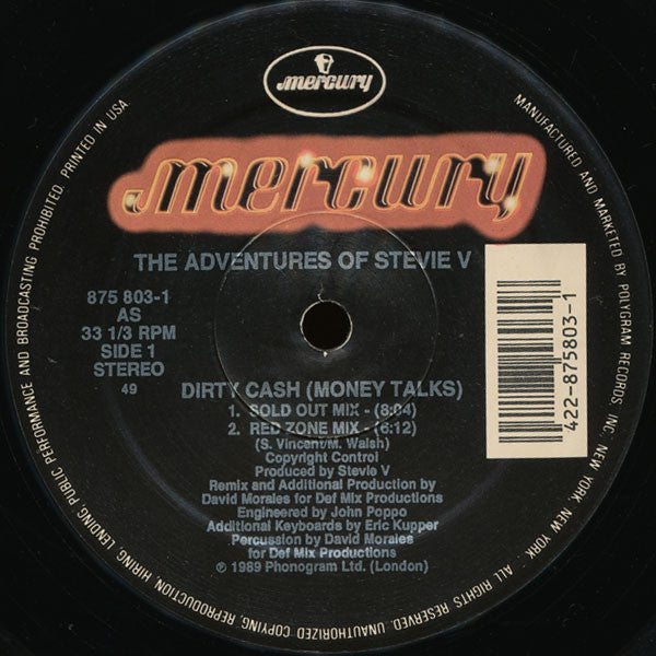 Adventures Of Stevie V* : Dirty Cash (12", Single)