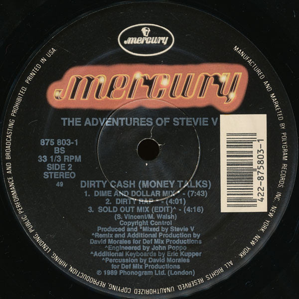 Adventures Of Stevie V* : Dirty Cash (12", Single)
