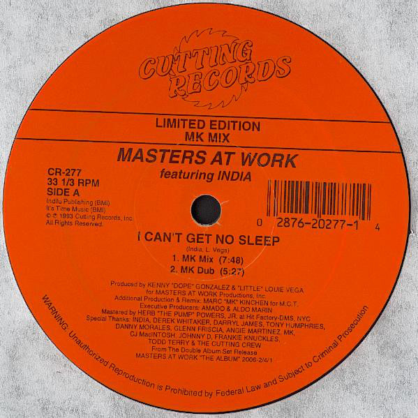 Masters At Work Featuring India : I Can't Get No Sleep / All That (12", Ltd)