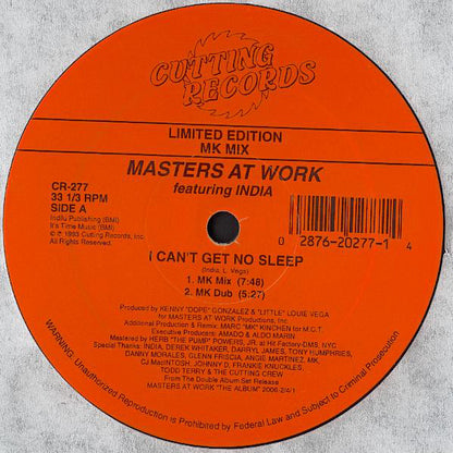 Masters At Work Featuring India : I Can't Get No Sleep / All That (12", Ltd)