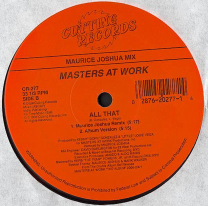 Masters At Work Featuring India : I Can't Get No Sleep / All That (12", Ltd)
