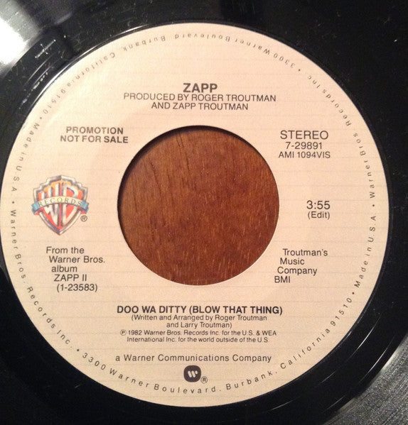Zapp : Doo Wa Ditty (Blow That Thing) (7", Mono, Promo)