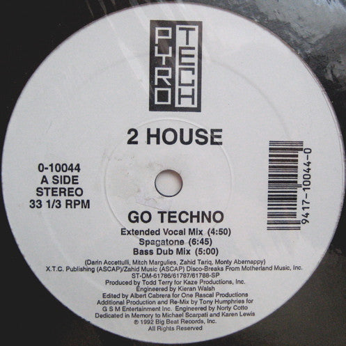 2 House : Go Techno (12")