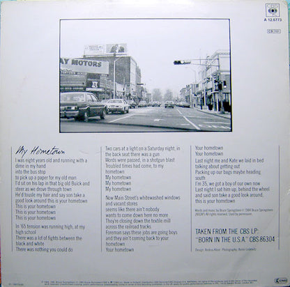 Bruce Springsteen : My Hometown (12", Maxi)