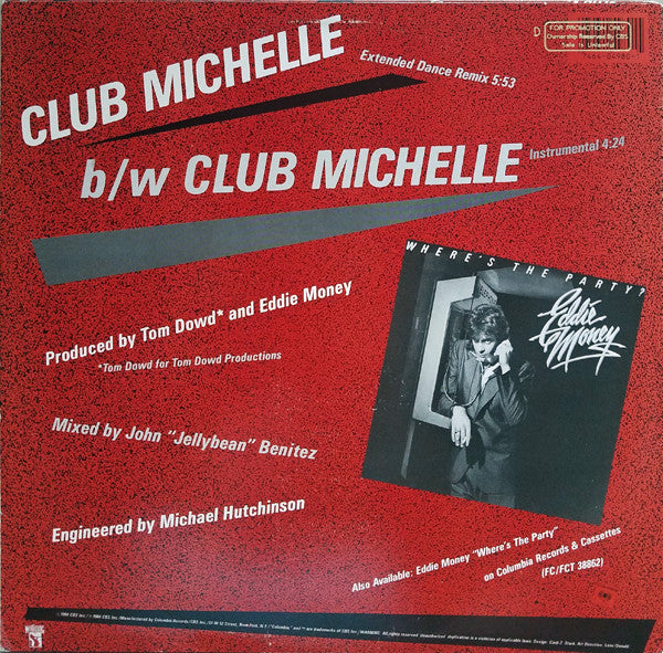 Eddie Money : Club Michelle (12", Single)
