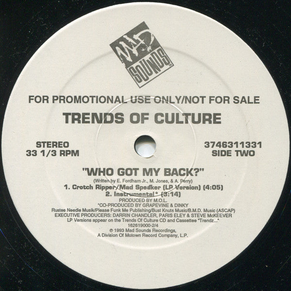 Trends Of Culture : Who Got My Back? (12", Promo)