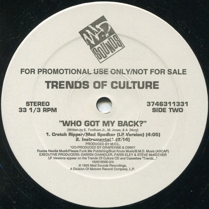 Trends Of Culture : Who Got My Back? (12", Promo)