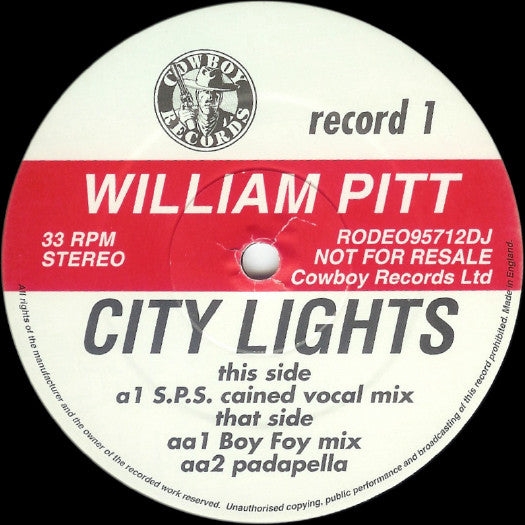 William Pitt : City Lights (2x12", Promo)