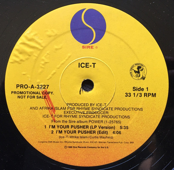 Ice-T : I'm Your Pusher (12", Promo)