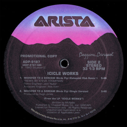 The Icicle Works : Whisper To A Scream (Birds Fly) (12", Single, Promo)