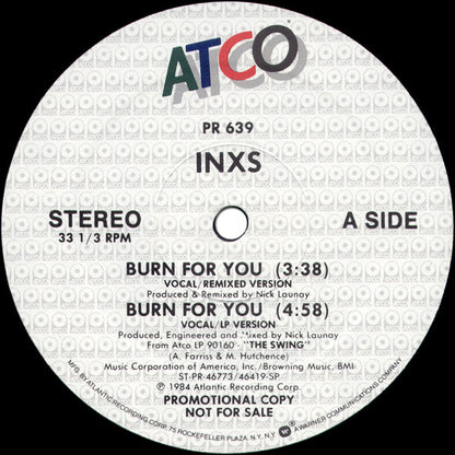 INXS : Burn For You (12", Promo)