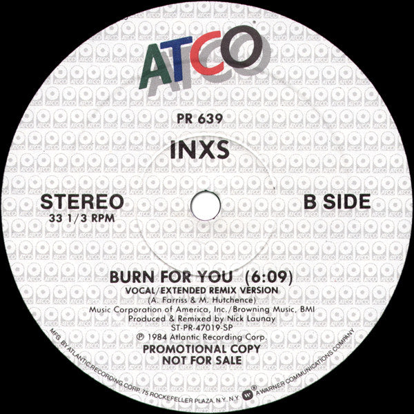INXS : Burn For You (12", Promo)