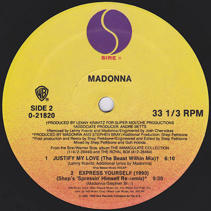 Madonna : Justify My Love (12", Maxi)