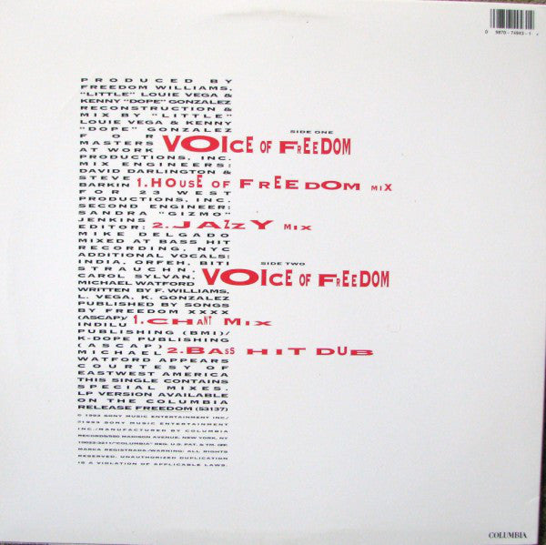 Freedom Williams : Voice Of Freedom (12", Single)