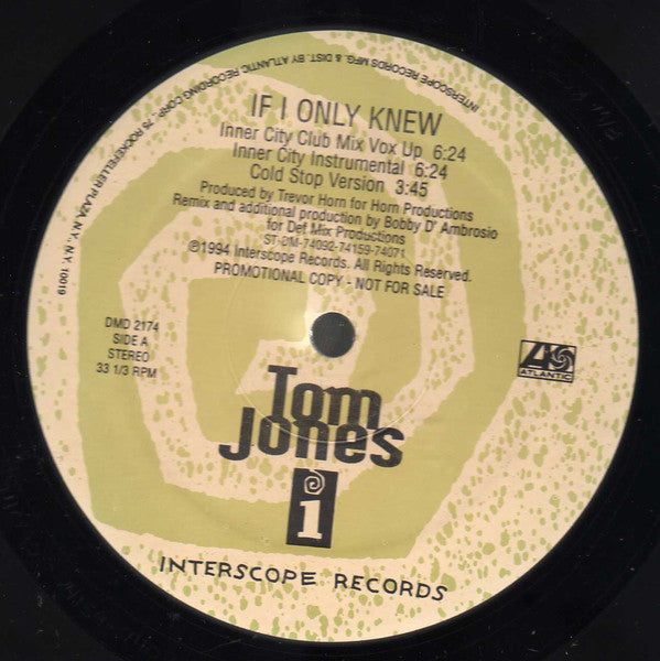 Tom Jones : If I Only Knew (12", Promo)