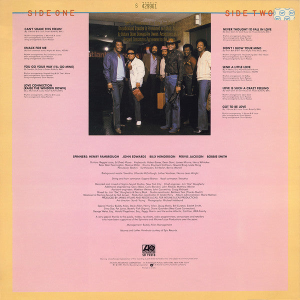 Spinners : Can't Shake This Feelin' (LP, Album, SP)