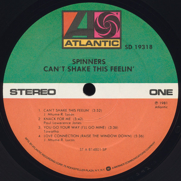 Spinners : Can't Shake This Feelin' (LP, Album, SP)