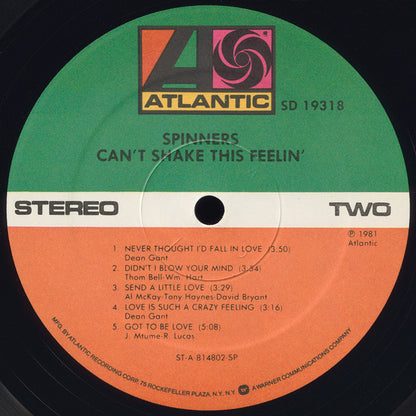 Spinners : Can't Shake This Feelin' (LP, Album, SP)