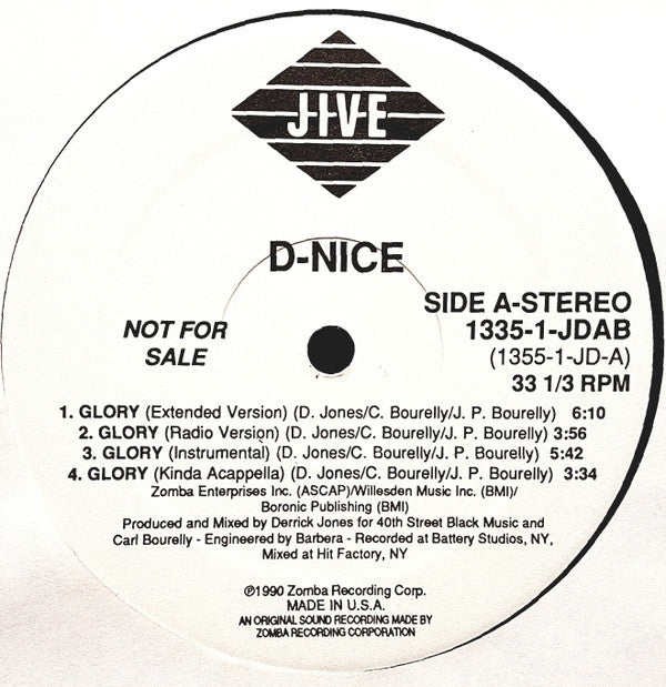 D-Nice : Glory / It's All About Me (12", Promo)