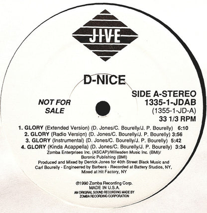 D-Nice : Glory / It's All About Me (12", Promo)