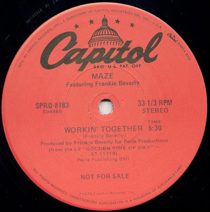 Tavares / Maze Featuring Frankie Beverly : The Ghost Of Love / Workin' Together (12", Promo)