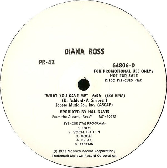 Diana Ross : What You Gave Me (12", Promo)