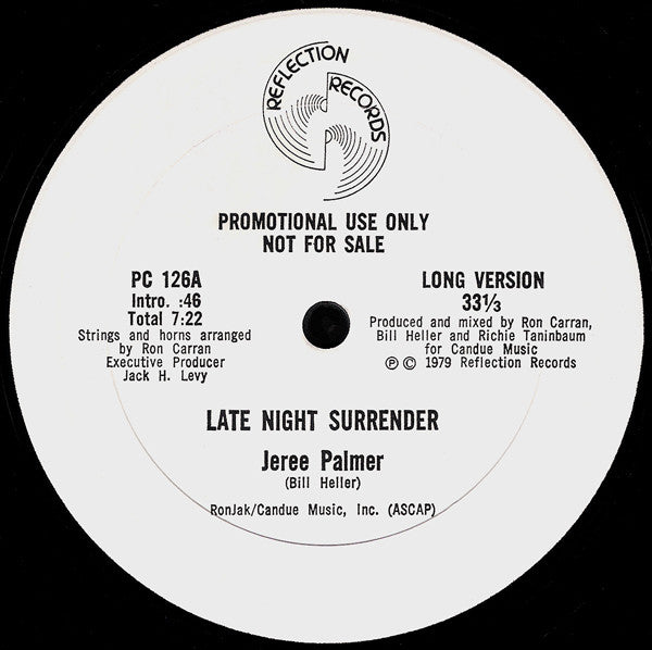 Jeree Palmer : Late Night Surrender (12", Promo)