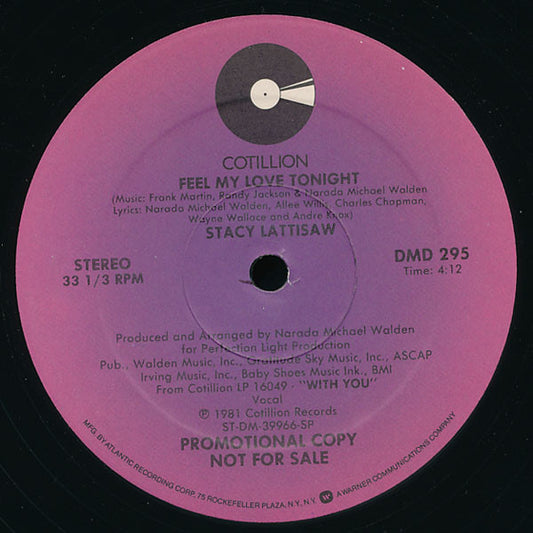 Stacy Lattisaw : Feel My Love Tonight (12", Promo)