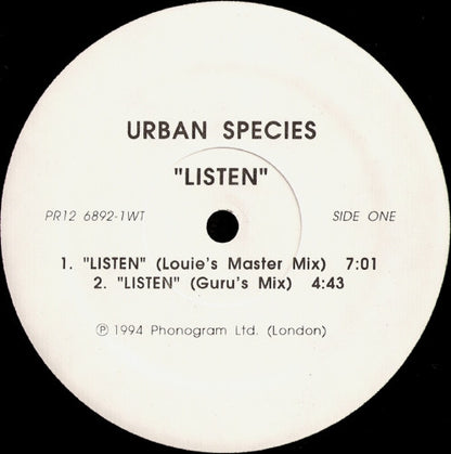 Urban Species : Listen (12", Promo)
