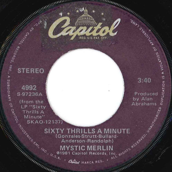 Mystic Merlin : Sixty Thrills A Minute / Sign Of The Times (7")