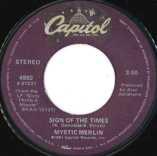 Mystic Merlin : Sixty Thrills A Minute / Sign Of The Times (7")