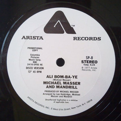 Michael Masser And Mandrill : Ali Bom-Ba-Ye (12", Mono, Promo)