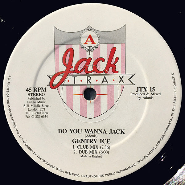 Gentry Ice / Adonis : Do You Wanna Jack / Lost In The Sound (12", Ltd)