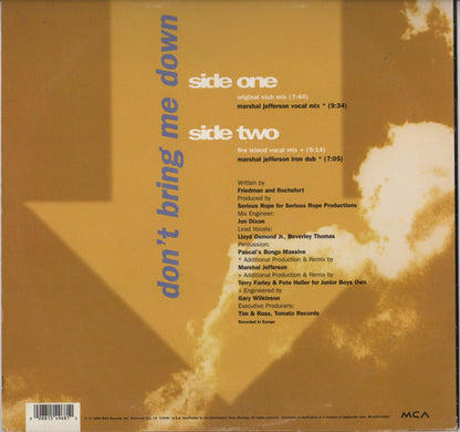 Spirits : Don't Bring Me Down (12", Single)
