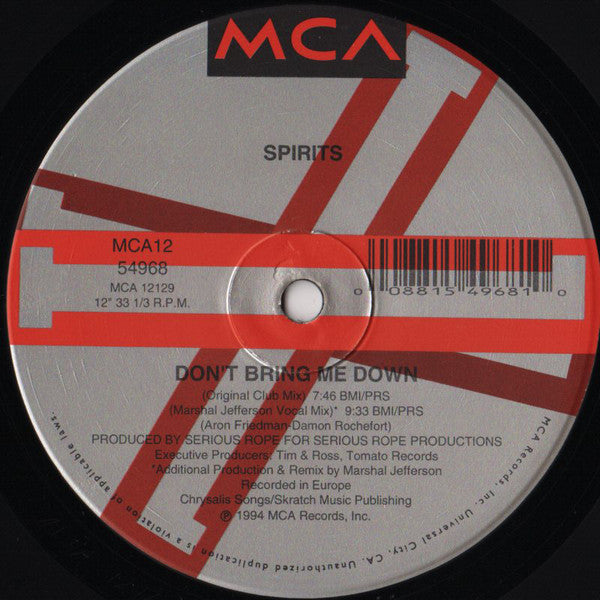 Spirits : Don't Bring Me Down (12", Single)