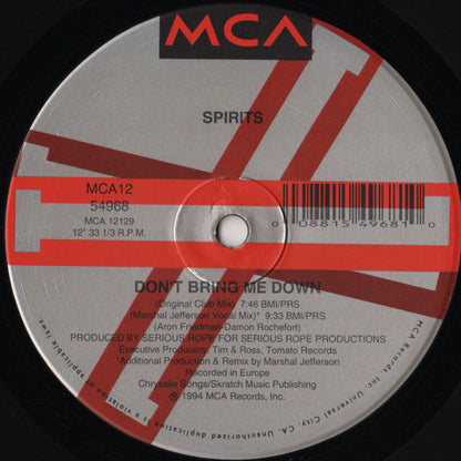 Spirits : Don't Bring Me Down (12", Single)