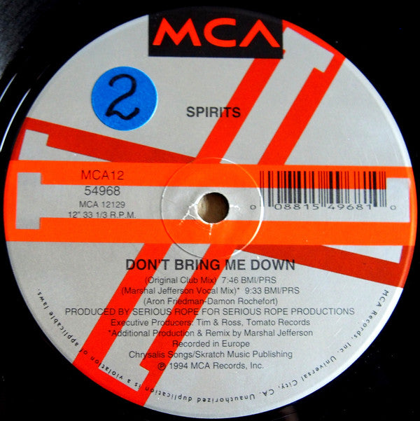 Spirits : Don't Bring Me Down (12", Single)