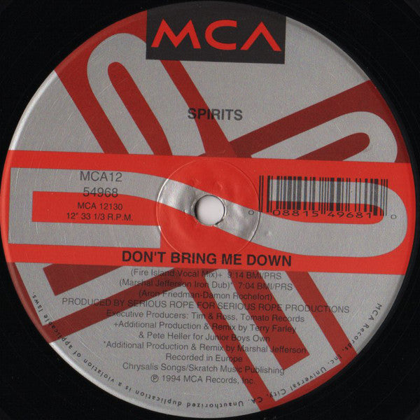 Spirits : Don't Bring Me Down (12", Single)