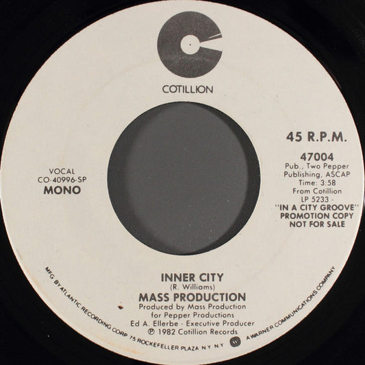 Mass Production : Inner City (7", Mono, Promo)