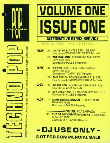 Various : Techno Pop 1-1 (2x12", Comp, Promo, Unofficial, Whi)