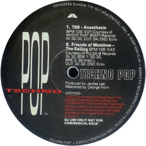 Various : Techno Pop 1-1 (2x12", Comp, Promo, Unofficial, Whi)